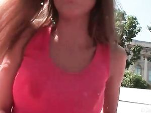 Public Flashing Naughty Girl Has A Double Penetration