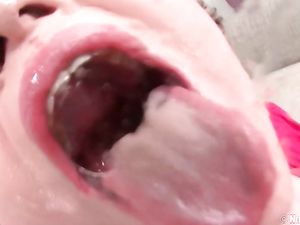 Spit Covered Teen Face After A Gagging Blowjob