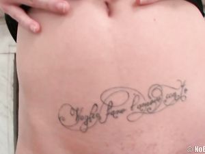 Tattooed Tummy Cutie Fucks A Huge Dildo Solo